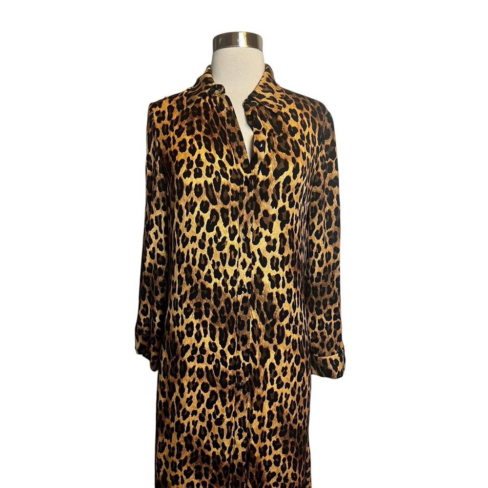Alice and Olivia Chassidy Shirt Dress Small Leopard Print Maxi NO BELT - Picture 5 of 6